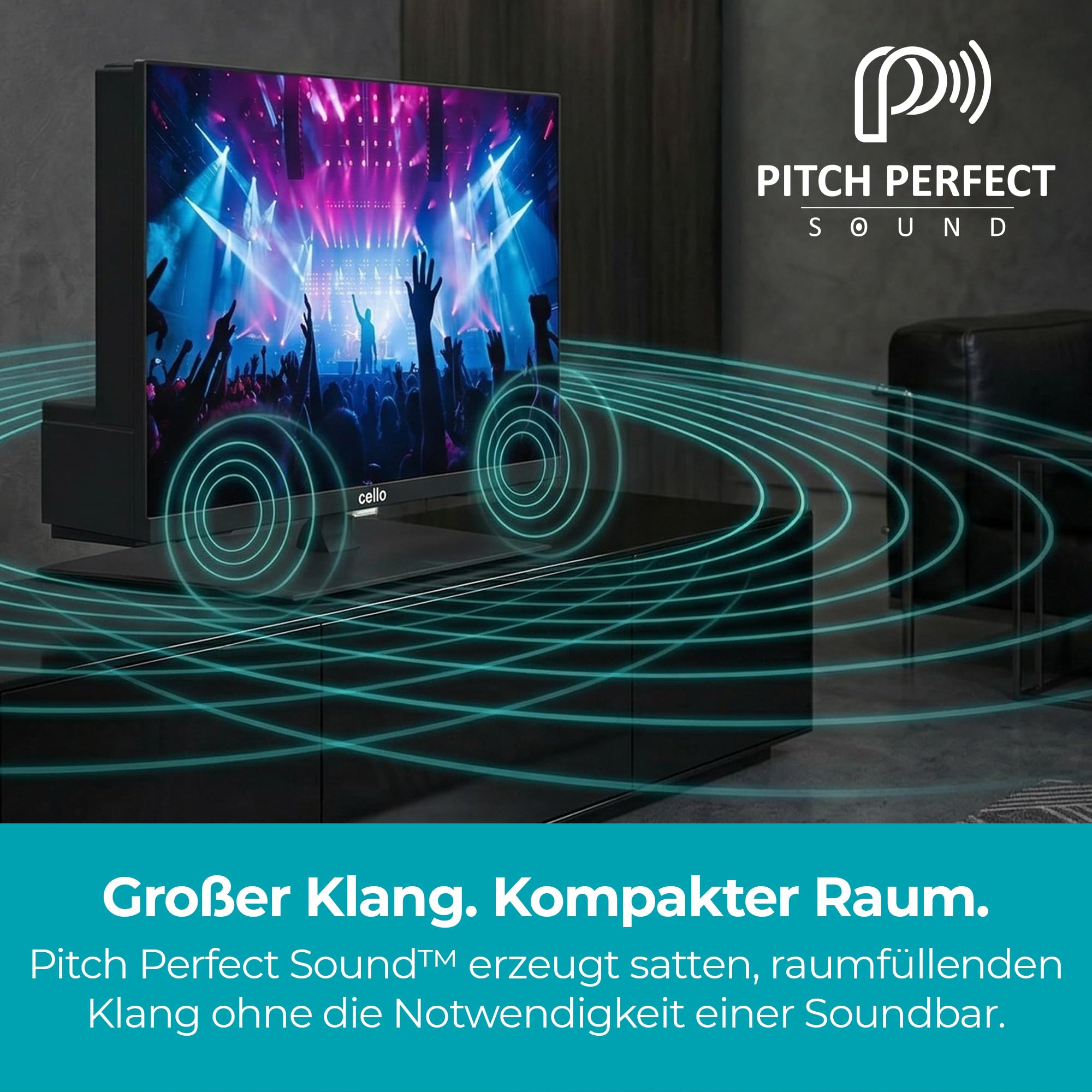 Cello CTRAV-22TZ 22" Smart 12V Traveller-TV mit Tizen OS von Samsung, Satellitenempfang, Gaming Hub, Pitch Perfect Lautsprecher, Bluetooth, ideal für Wohnmobile und Boote, Triple-Tuner