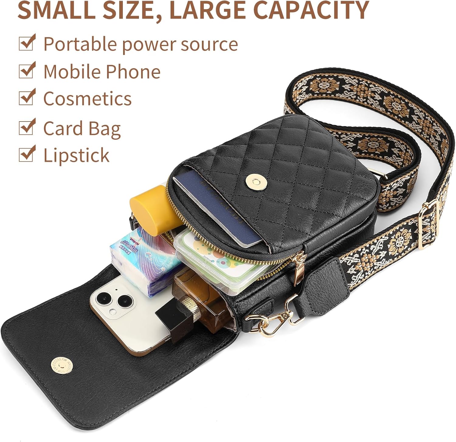 SENDEFN Small Crossbody Bags for Women Cell Phone Bag Leather Wallet Purses Adjustable Strap - Image 5