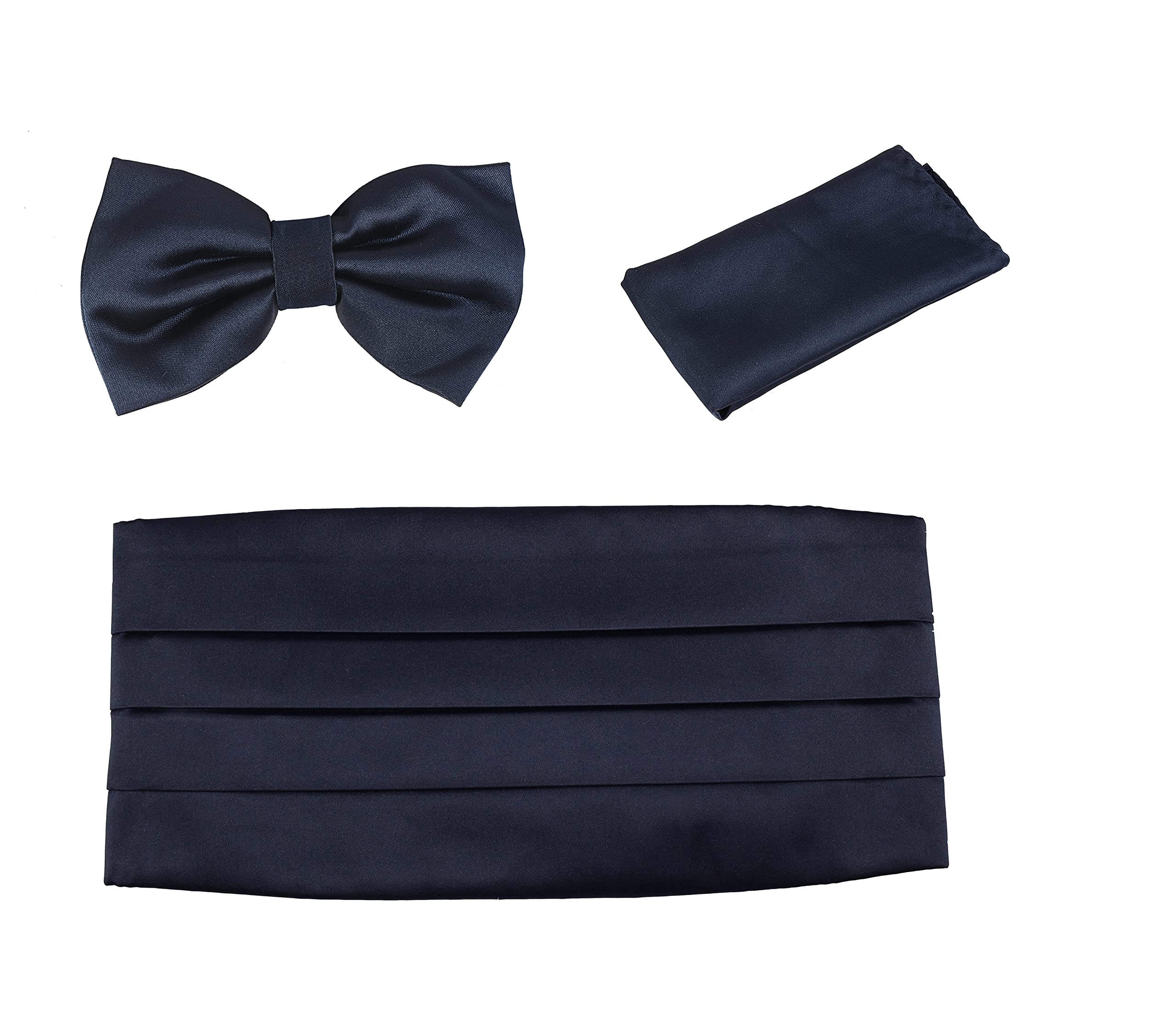 tie studio Men’s cummerbund, pocket square bowtie combo | micro | Superior finishing | Packaging – White Box | Size – adjustable & standard | pack of 3 |-picture-33