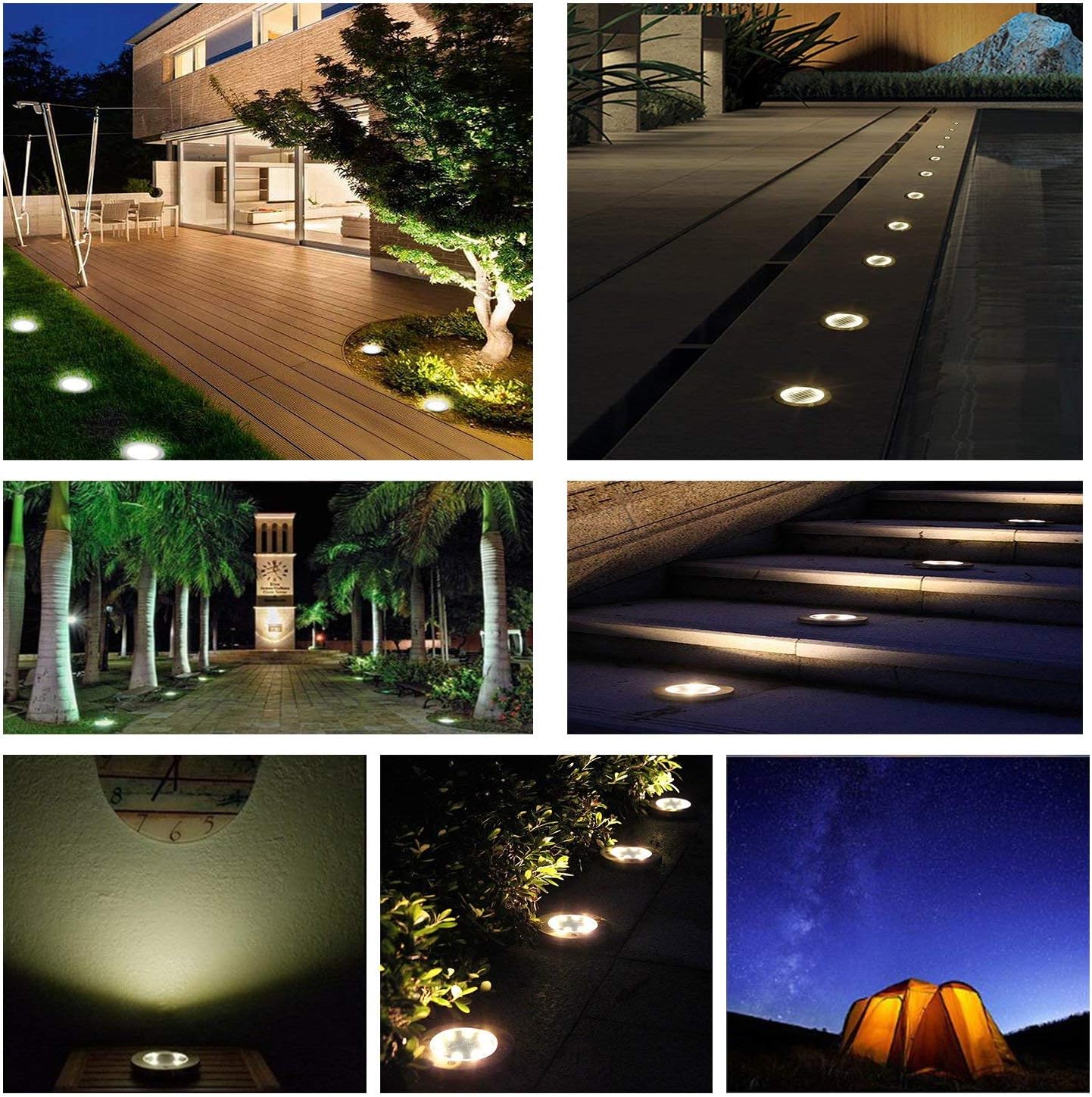 NASHARIA Solar Ground Lights (6 Pack), Solar Powered Ground Lights 8 LED Outdoor Solar Disk Lights, Upgraded Waterproof In-Ground Landscape Lights, for Patio Lawn Pathway Yard Driveway Step Walkway