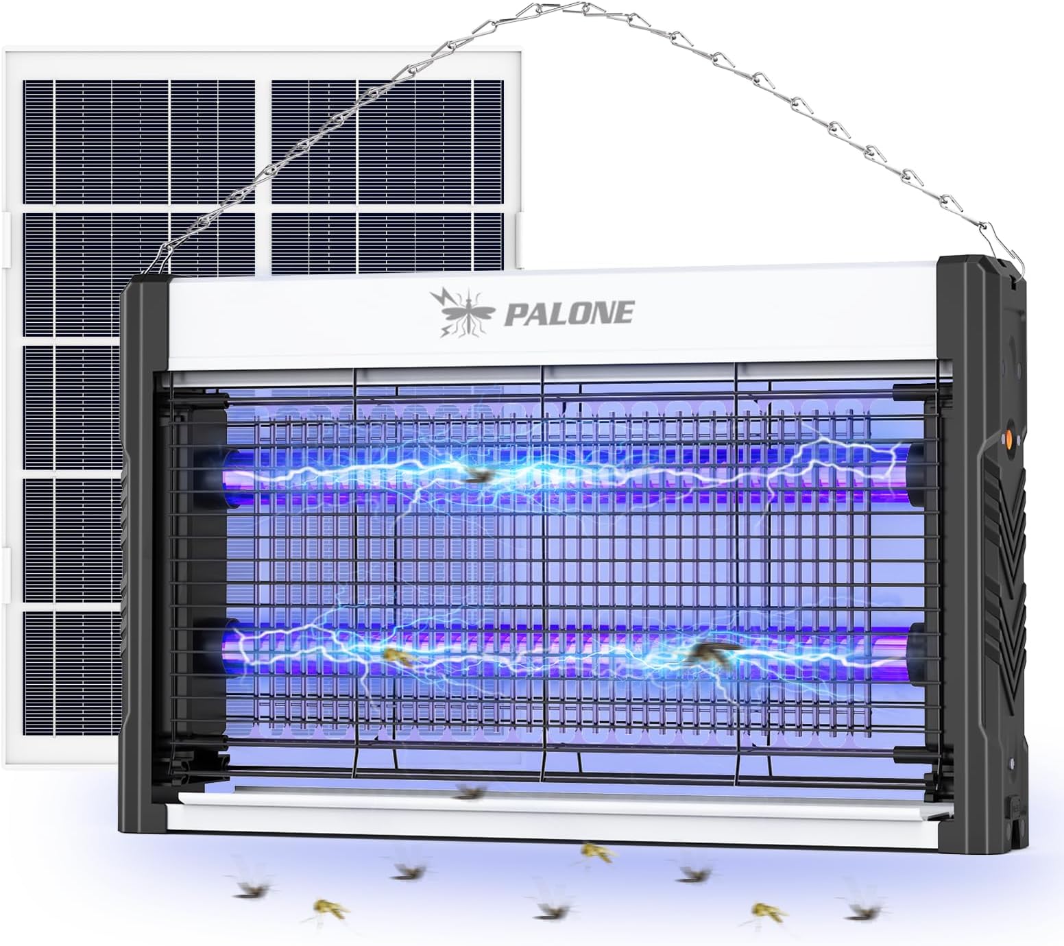PALONE Solar Bug Zapper Outdoor, USB Rechargeable UV Mosquito Zapper, 8W Solar Panel Fly Zapper with 3M Cable, 4000V Indoor Electric Bug Zapper for Outdoor, Patio, Backyard, Balcony