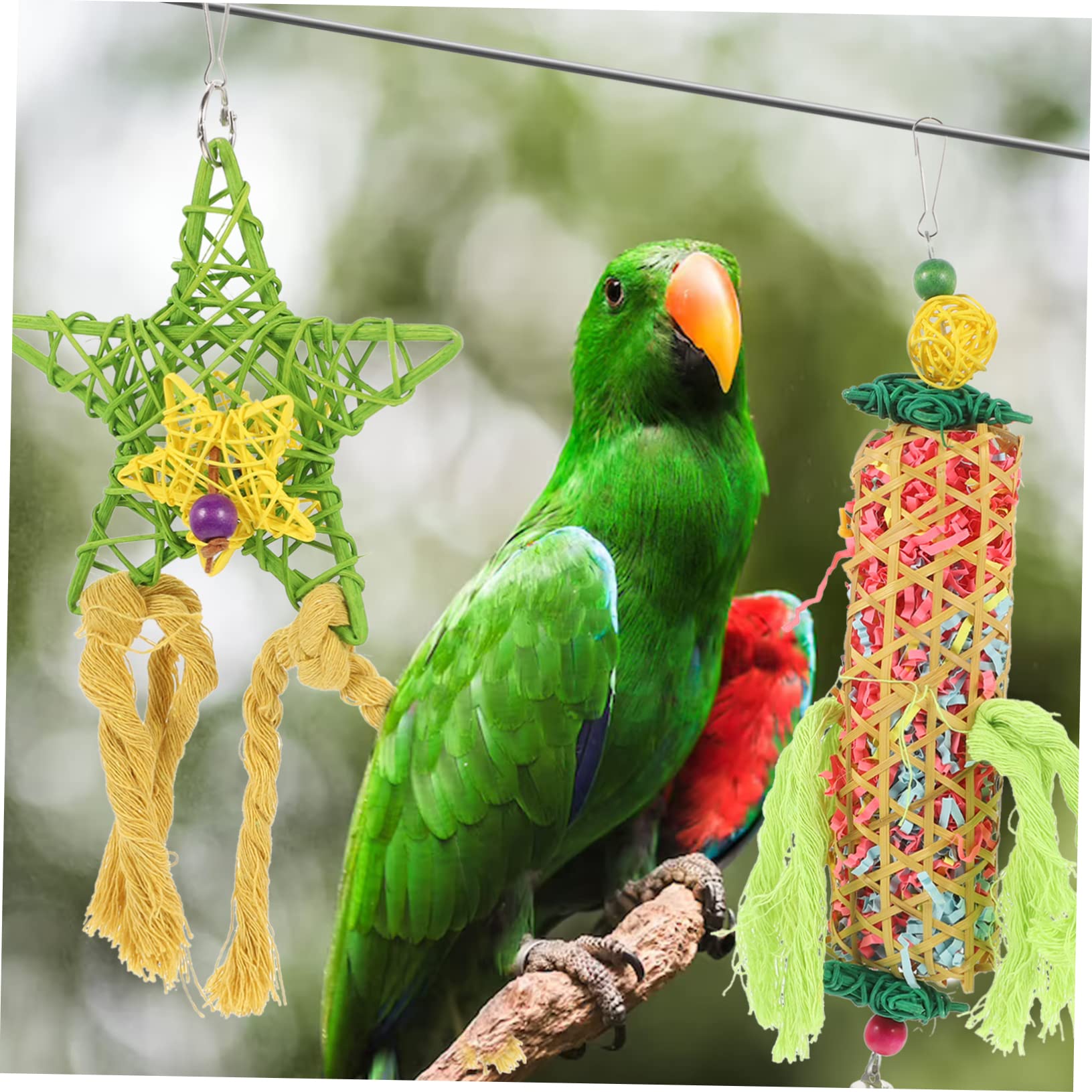 POPETPOP 9stücke Vogelspielzeug Für Sittiche Hängendes Kauspielzeug Buntem Und Naturfasern Spielzeug Für Papageien Und Nymphensittiche Für Vogelkäfige