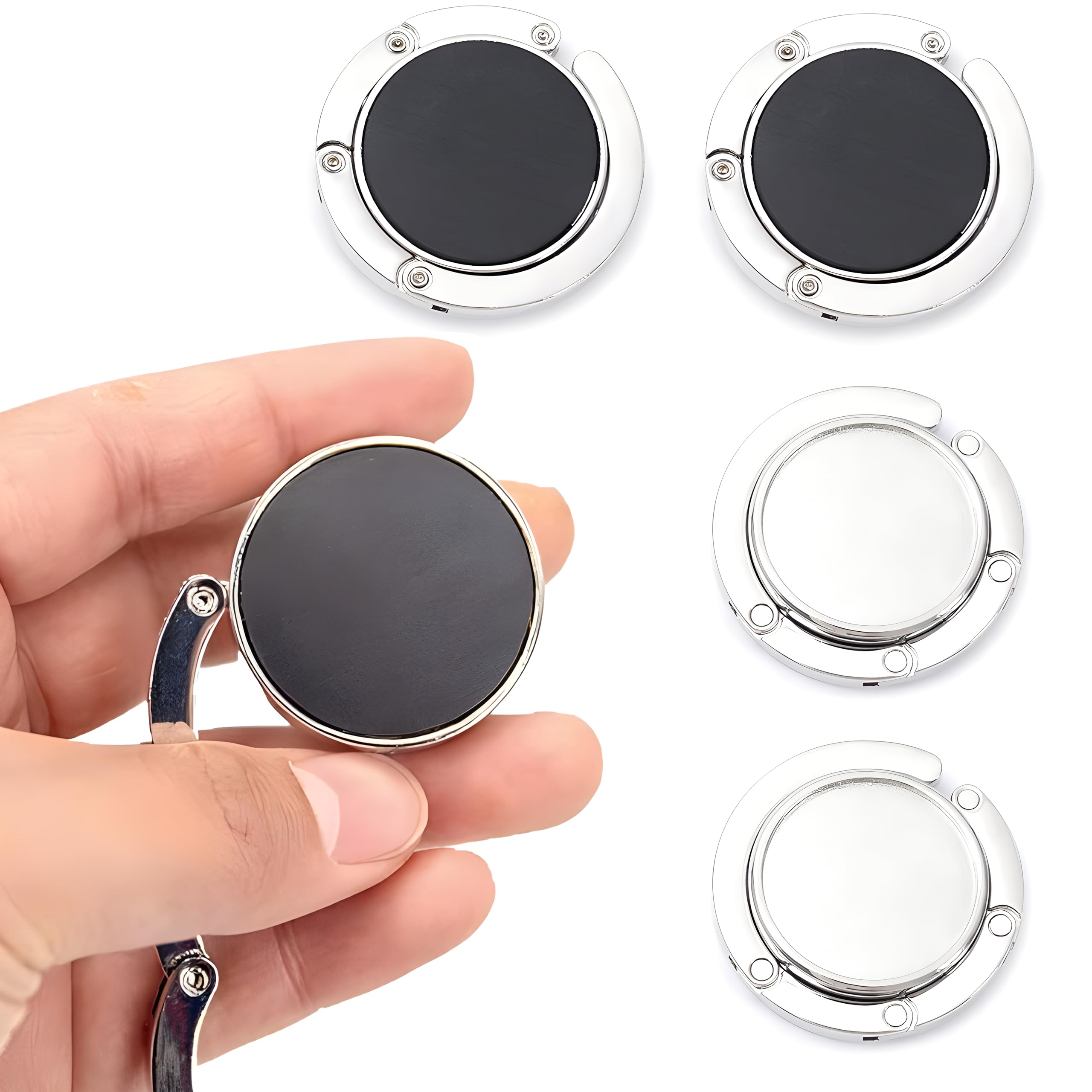 4 Piezas Ganchos de Bolso para Mesa, Gancho para Monedero Plegable para Mesa, Colgador de Bolsas Portátil para Mesa Restaurante Oficina Bars y Cafés