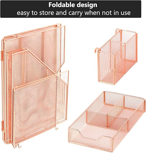 Miniatura 10 de Topwey Organizadores de escritorio con soporte para archivos organizador de bandeja de papel de 2 niveles con cajón y 2 soportes para bolígrafos