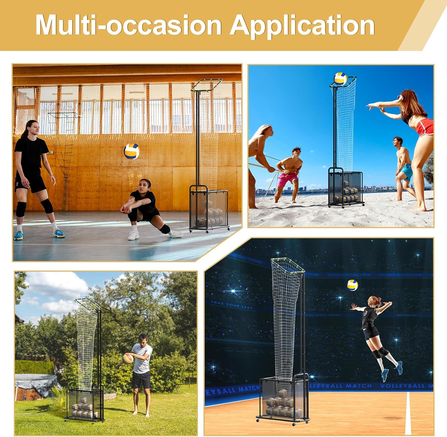 Volleyball Setter Training Equipment, Setting Trainer Net with Target Hoop, 5 Angles Adjustable, Height Adjustable for Serving Spiking Drills System with Ball Collection Bag - Image 8