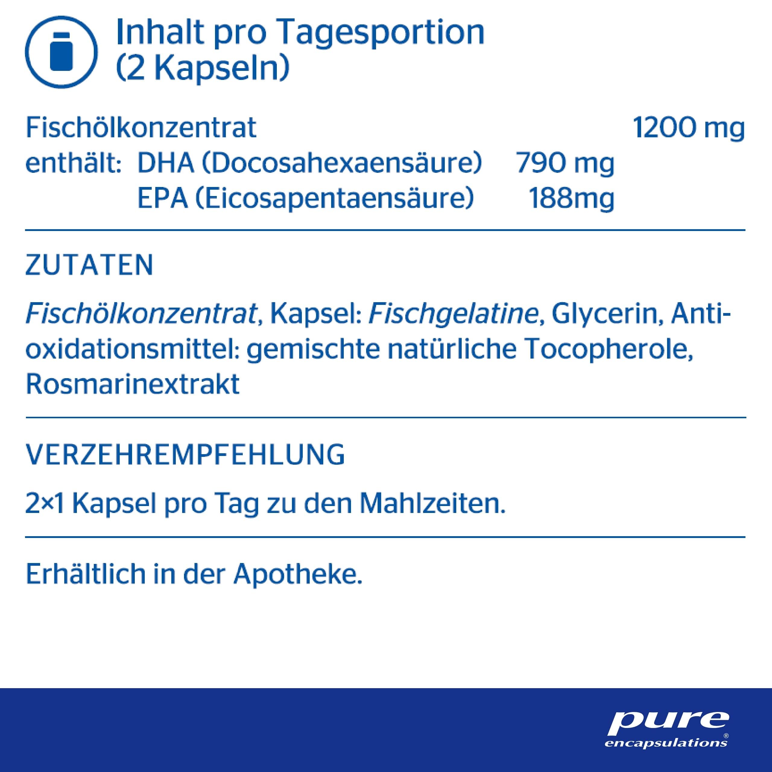Pure Encapsulations - DHA Ultimate - Omega 3, Schwangerschaft, Augenvitamine - 60 Kapseln
