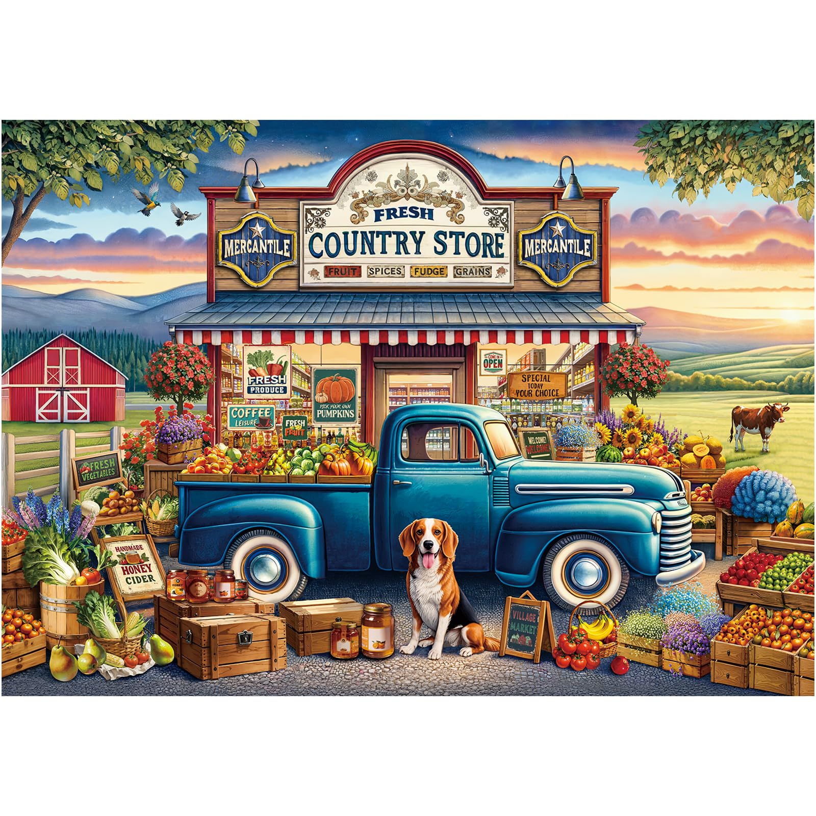 Jigsaw Puzzles for Adults 1000 Pieces, Country Shop Puzzle Challenging Game Night Jigsaw Puzzle with Families Great Gift Home Decoration Fruits and Vegetables Large Puzzles