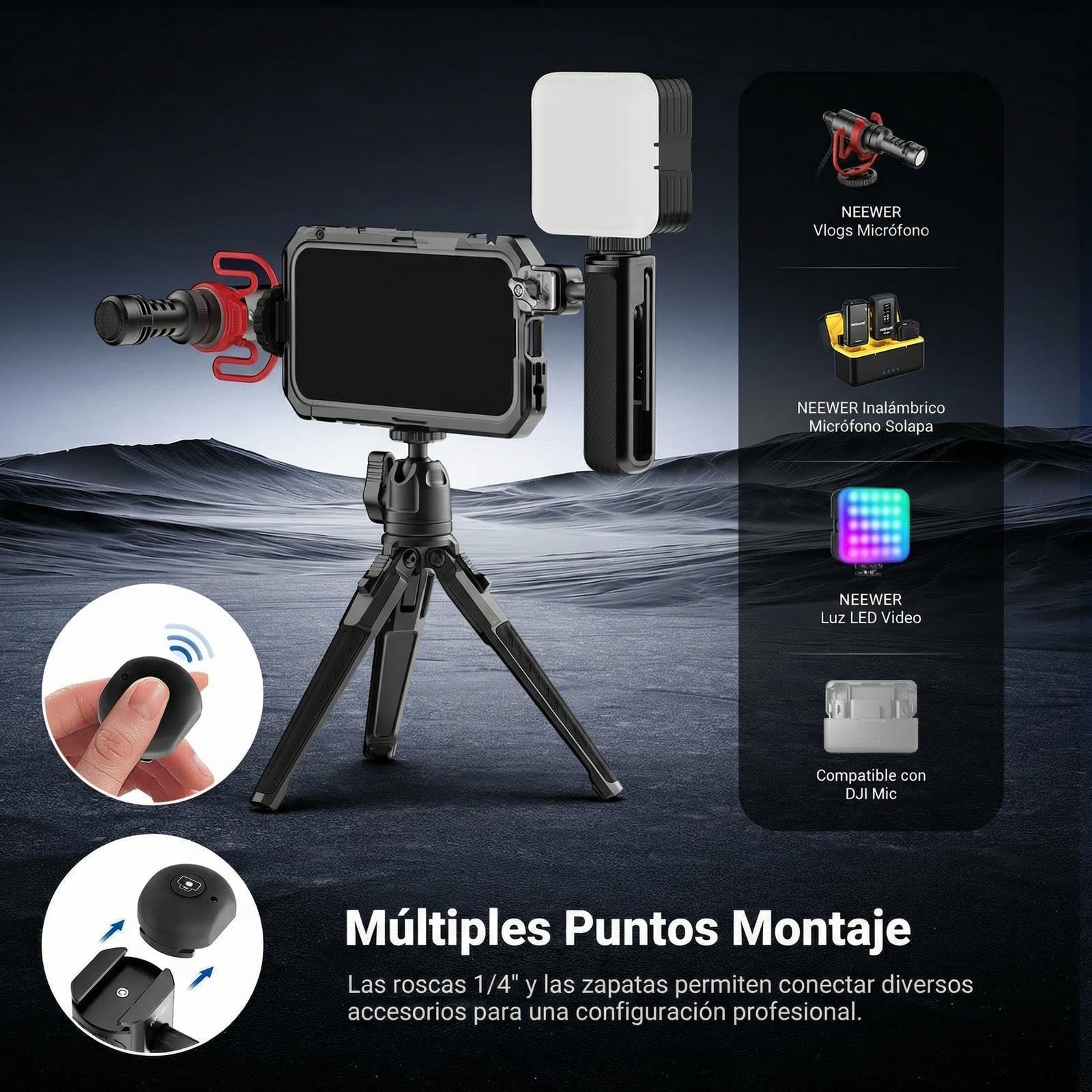 NEEWER Kit de Jaula de teléfono Compatible Solo con iPhone 17 Pro, Accesorios estabilizadores de Video con Anillo de Filtro de 67 mm, Placa Trasera de Lente de 17 mm, Adaptador de Montaje en T, Dos