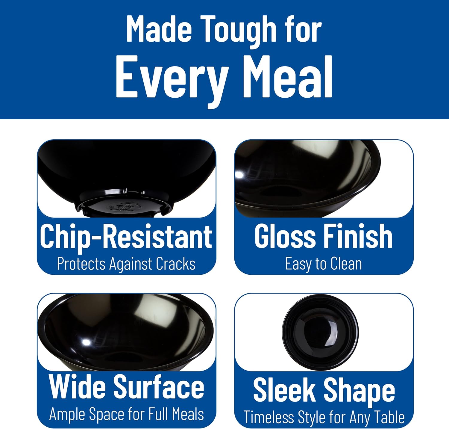 Carlisle FoodService Products 800B03 Melamine Salad Bowl, 27 oz, Black