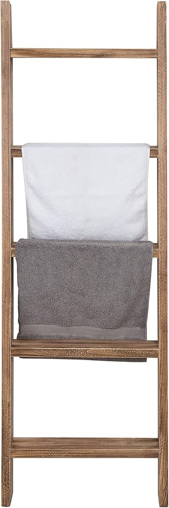Amazon.co.jp: MyGift 壁掛け ダークブラウン 木製タオル ラダーラック