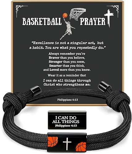 Pulsera de cruz para hombre como regalo para adolescentes, fútbol, béisbol, Joshua, 1 9, cruz de baloncesto, filipenses, accesorios 413 como relleno