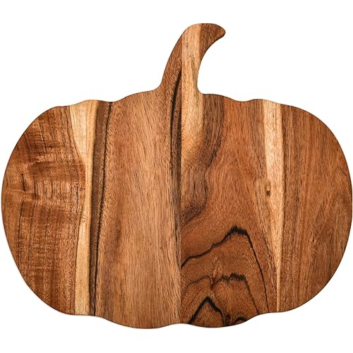 Halloween Pumpkin Shaped Wood Cutting Board for kitchen Decoration, Gothic Cutting Boards with Handle, Charcuterie Wooden Boards, Serving Platter (Pumpkin Board 12"L x 13"W)