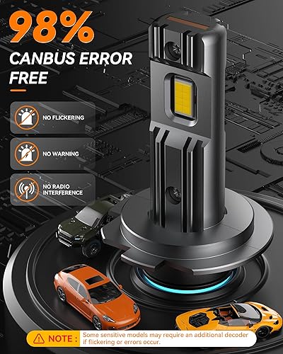 Miniatura 6 de Zethors Bombillas LED H7, bombillas LED inalámbricas 500% más brillantes de 60 W, sin polaridad, tamaño mini 11 Plug and Play para luz de luz