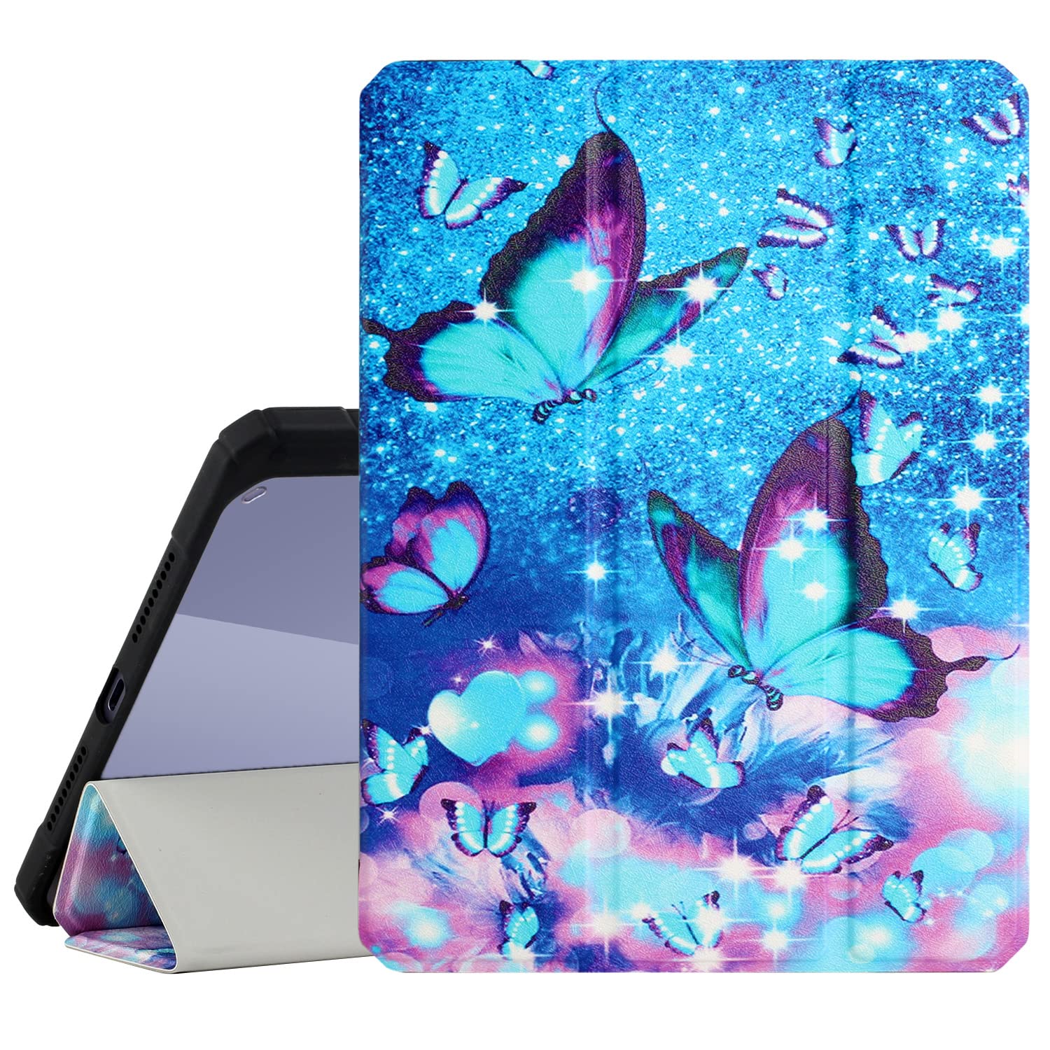 CIAOYEfor iPad Mini 6 2021 Case with Pencil Holder, 8.3 inch Mini Smart Case Auto Sleep/Wake & Support Touch ID, Trifold Stand Slim Protective Cover for iPad Mini 6th Generation, Blue Butterfly