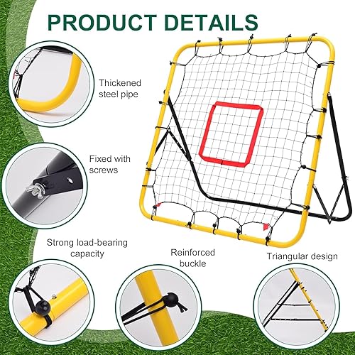 Miniatura 4 de Red de rebote de béisbol y sóftbol para entrenamiento de lanzamiento y campo, red de béisbol de 3.3 × 3.3 pies con objetivo, altura ajustable