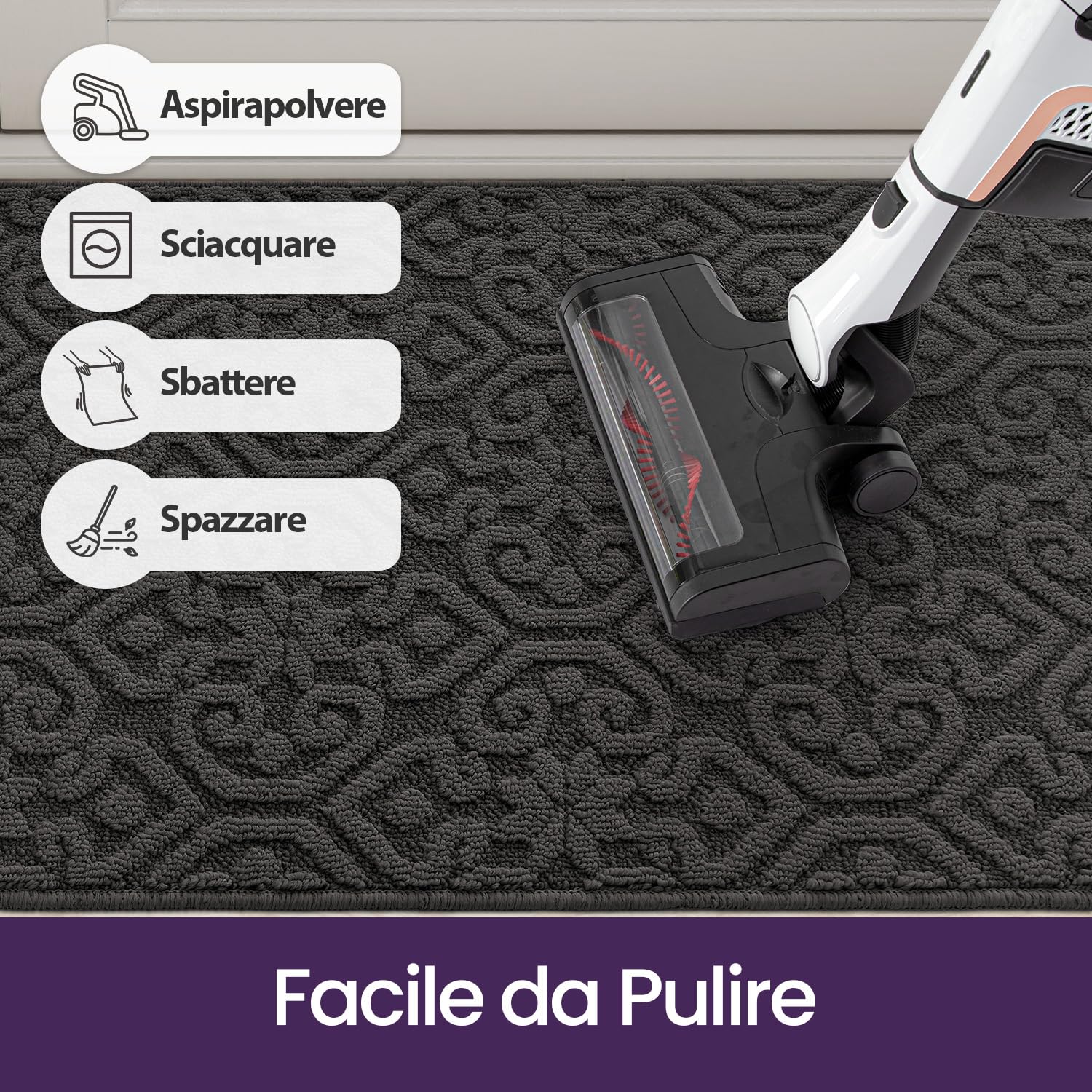 DEXI Zerbino Ingresso Interno 60 x 90 cm, Grigio Carbone