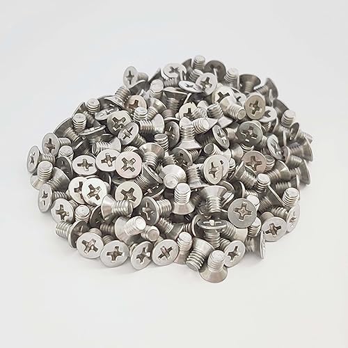 Miniatura 5 de NACX Tornillos de cabeza plana avellanados Phillips M4 x 0.236 in, A2-70, tono plateado, acero inoxidable 304, 200 unidades