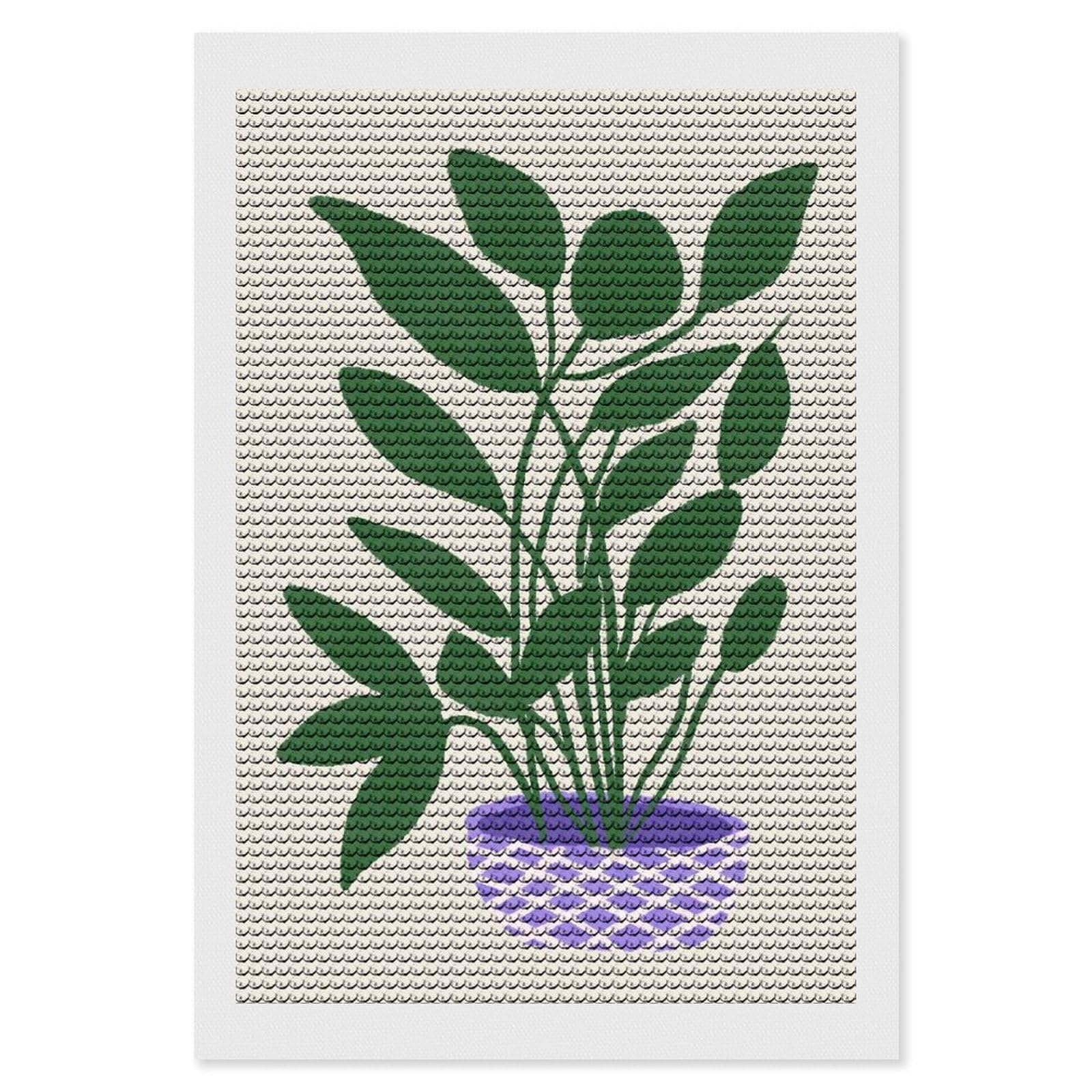 Junmoney Dracaena Plant Diamond Painting Canvas Set 8"x12", for Beginners, Complete Accessories, Christmas Gift, Modern Decor