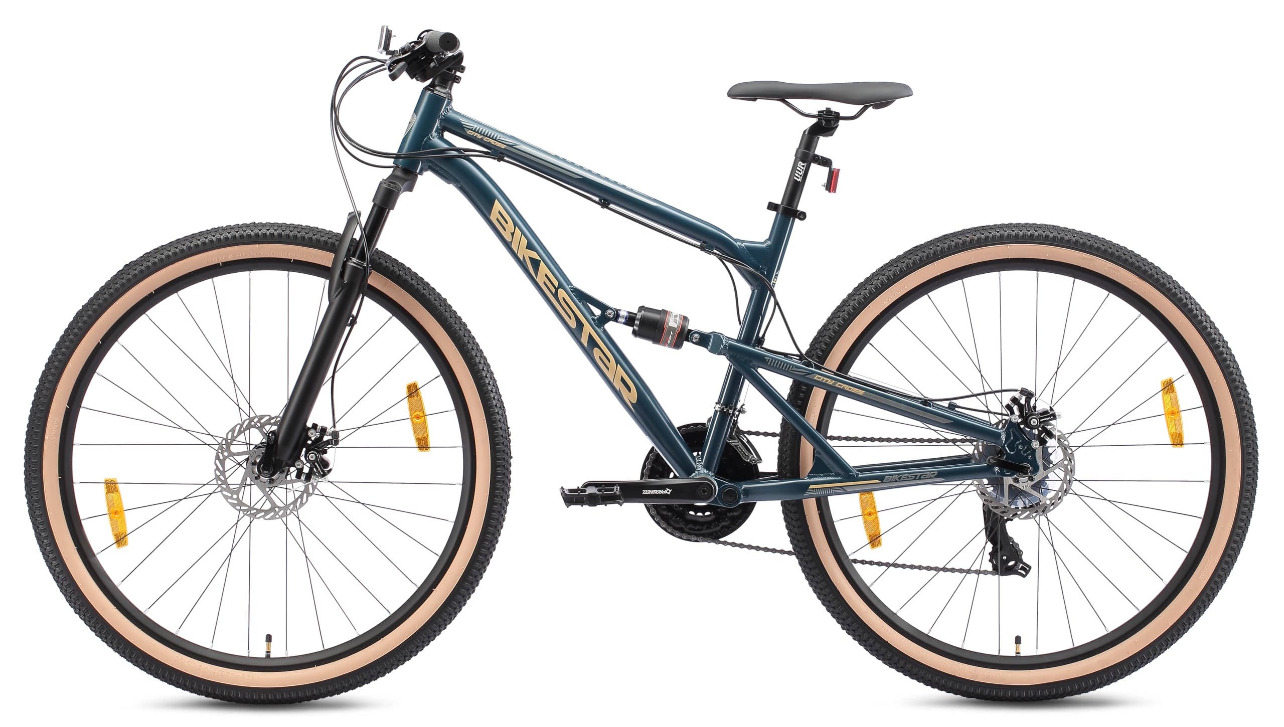 BIKESTAR VTT en Aluminium, Frein à Disque, 21 Vitesses Shimano, 26, 27.5, 29 Pouces | Mountainbike Tout Suspension Integral Cadre 16, 16.5, 17.5 Pouces