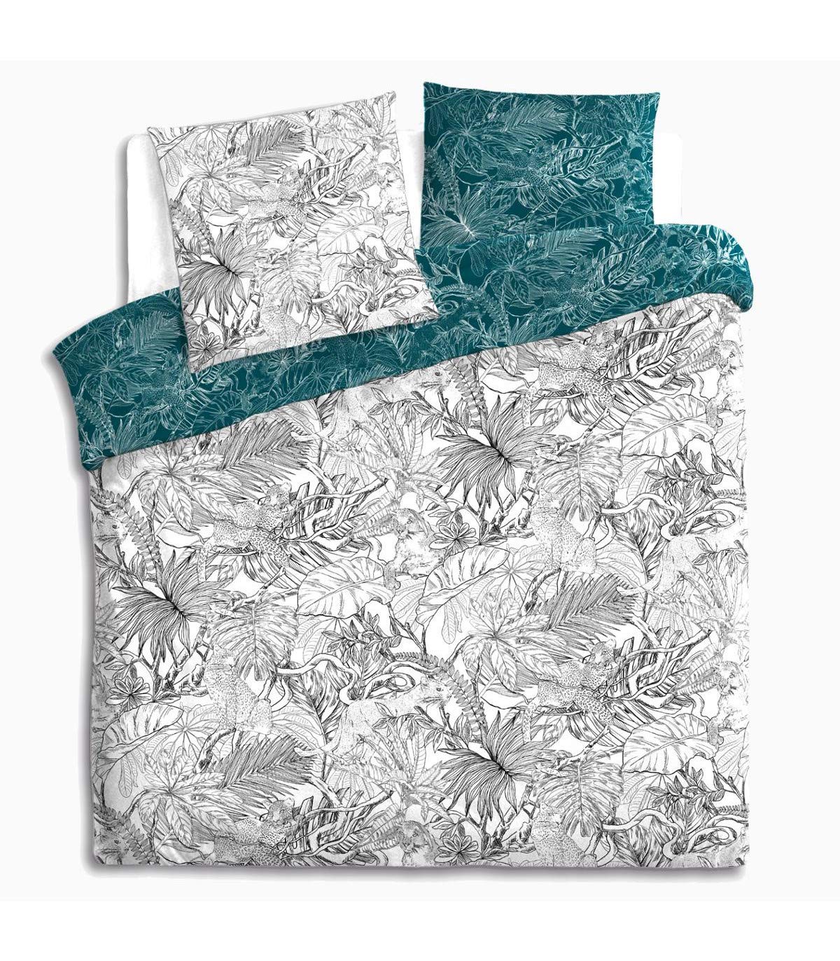 Atmosphera Parure de lit en Coton - Jungle - 260 x 240 cm