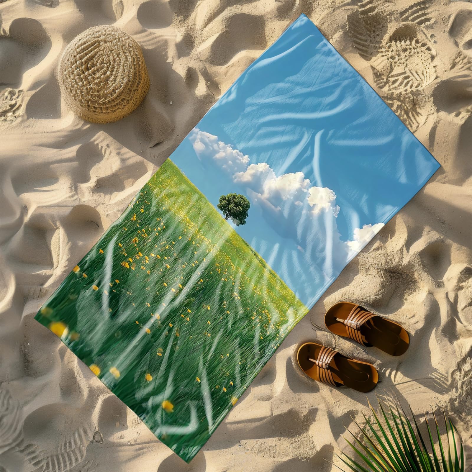 Xxl Microfibre Beach Towel 200X200 Grassland Cloud Lightweight microfibre beach towel,Sand Free Quick Dry Travel Swim Towel, Sports Towel Yoga Gym for Women Men