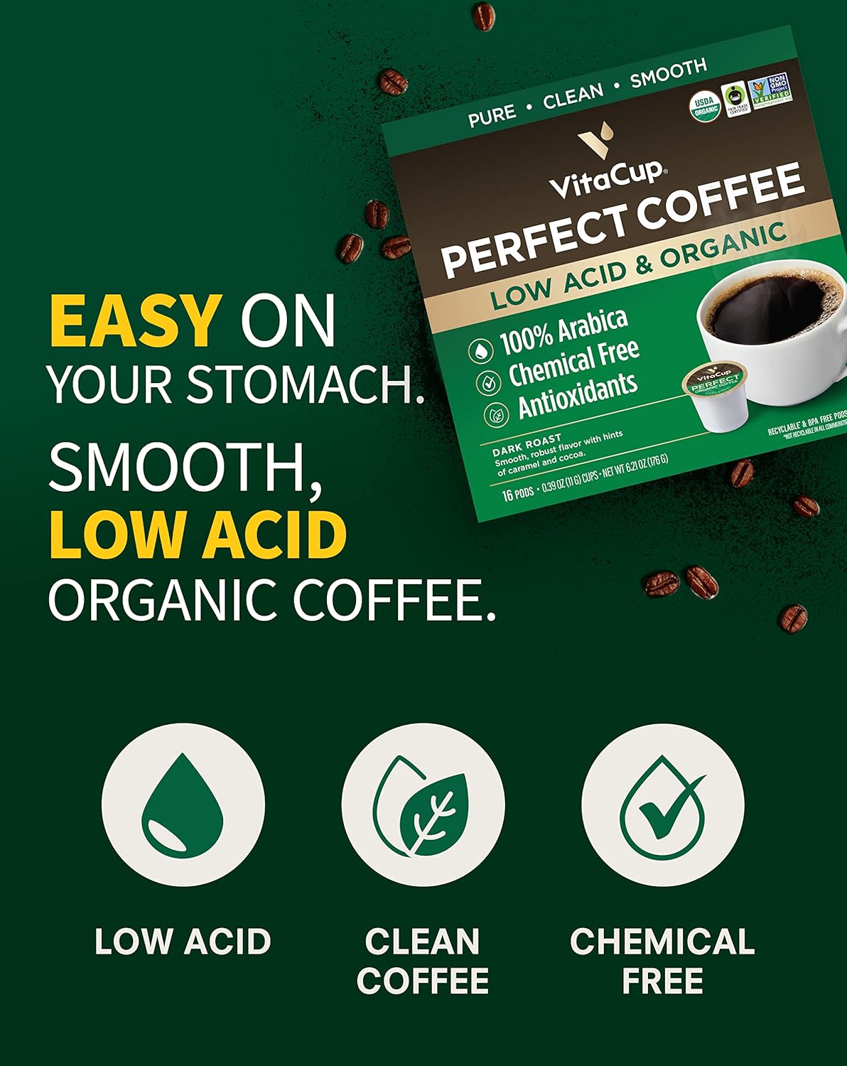 VitaCup Coffee Variety Sampler Pack 40ct. Vitamin & Superfood infused Single Serve Pods Compatible with K-Cup Brewers Including Keurig 2.0