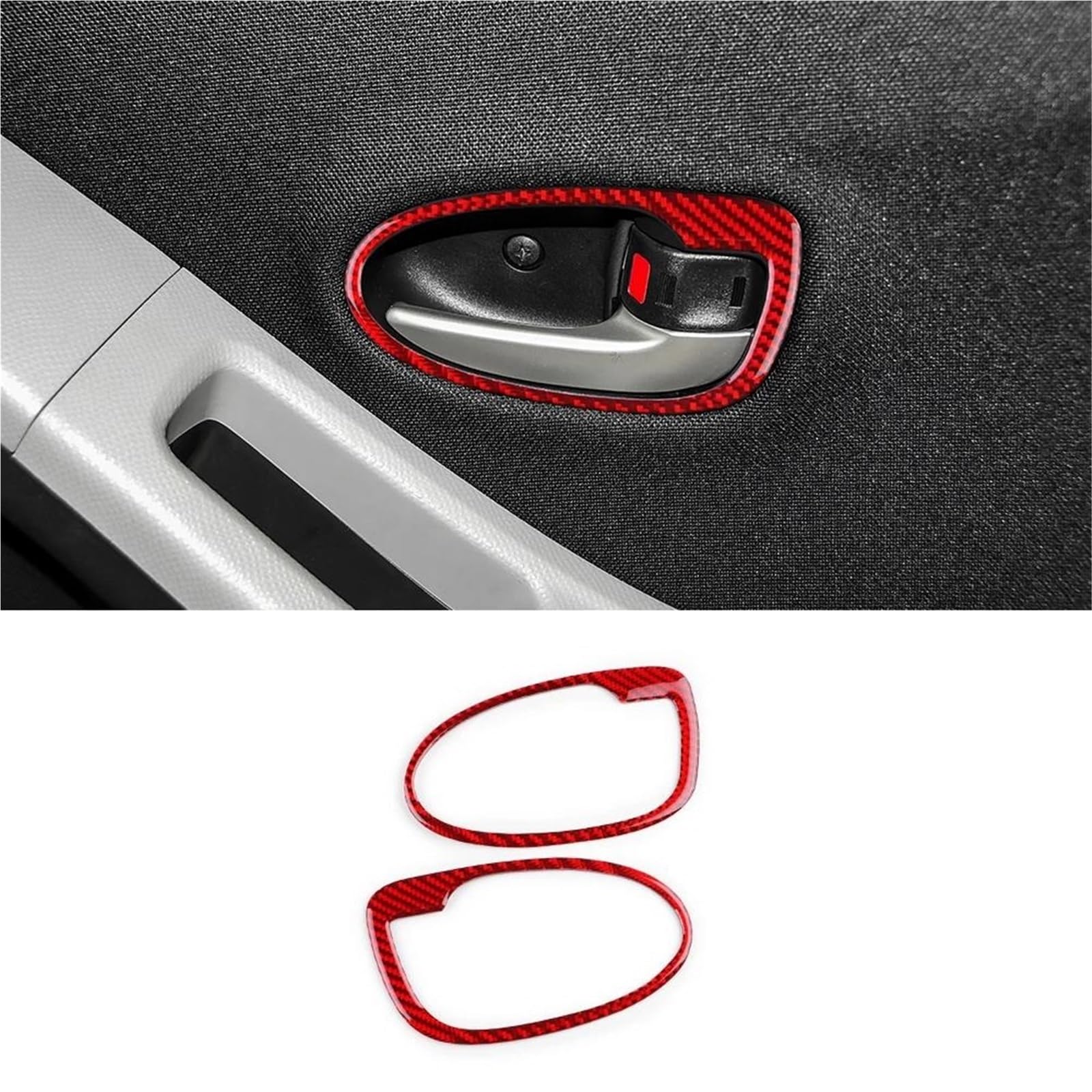 HGMGFYCX for Toyota for Yaris 2006 2007 2008 2009 2010 2011 LHD RHD Car Door Handle Frame Sticker (Red Carbon)