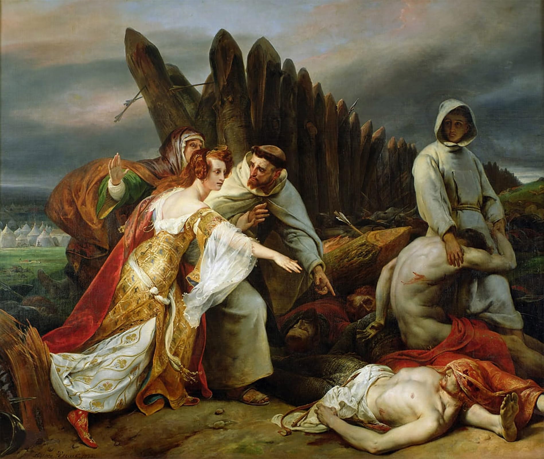 ARTXLXXBN Famous Art Print Poster Vintage Wall Art Edith Finding the Body of Harold by Horace Vernet Canvas Art Poster for Home Decor 60x90cm