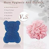 Vista 4 de VOCOSTE Cepillo corporal de silicona suave, cepillos sensoriales, esponja de silicona, cepillo de ducha para mascotas, cepillo de baño, azul profundo