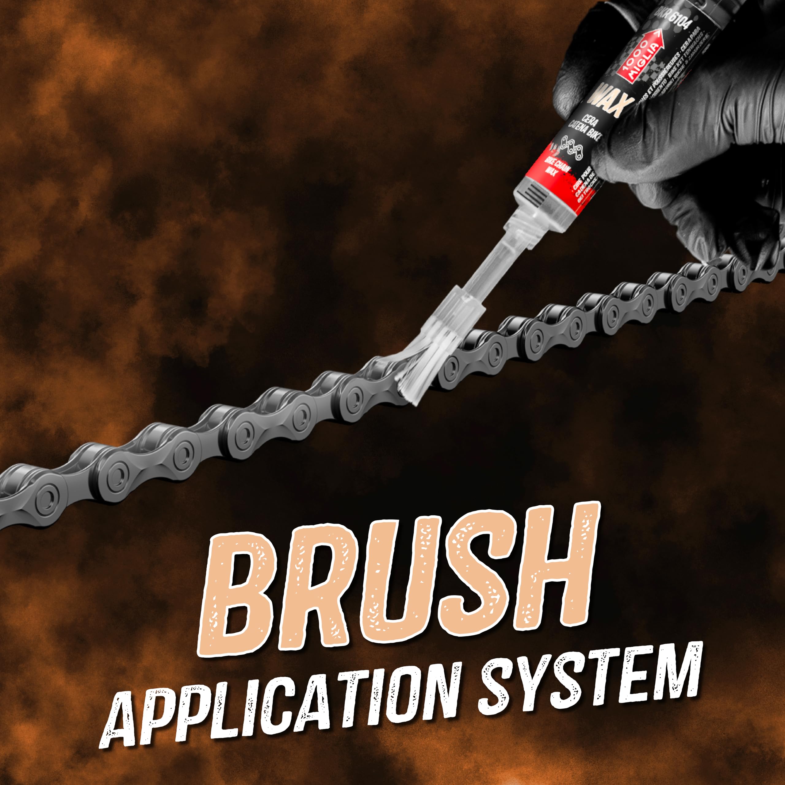 1000 Miglia BKR 6104 DRY Cera Catena Bici per utilizzo in Condizioni del tracciato Asciutte e Polverose, Siringa con applicatori Drop e Huggie System - 12 ml