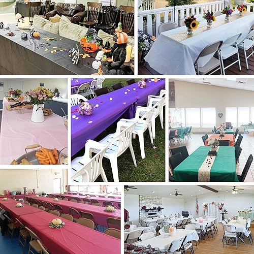 Miniatura 5 de allgala Paquete de 12 manteles desechables de plástico de alta calidad de peso medio, paquete de 12 manteles desechables de 54 x 108 pulgadas, color