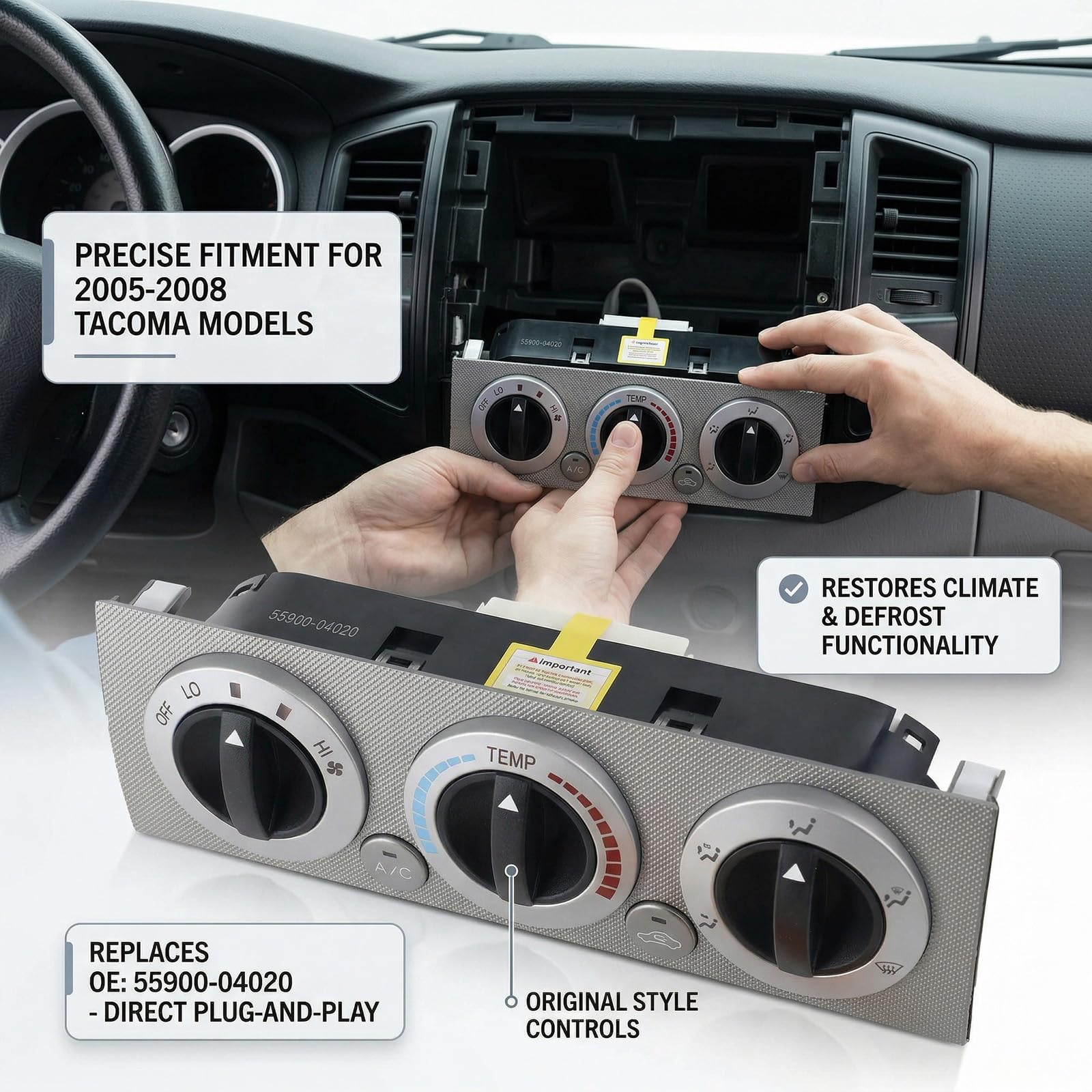 Interfaces de control de clima automotriz 55900-04020 Regulador de temperatura adecuado para panel de acondicionamiento de vehículos 2005-2008