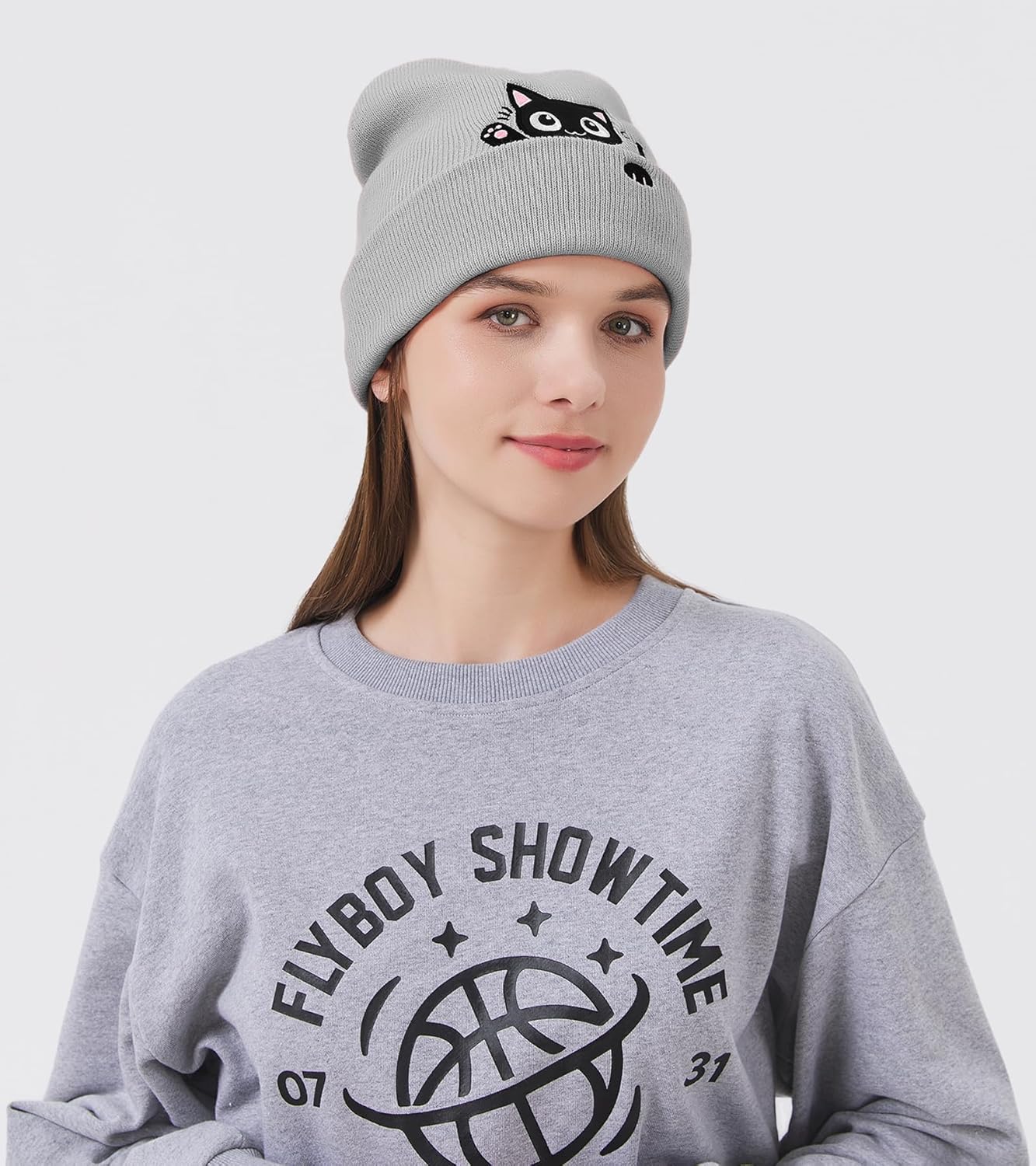 Cat Beanie Hats for Women Cute Cat Lovers Gifts Women's Winter Animal Knitted Hats for Girls - Image 3