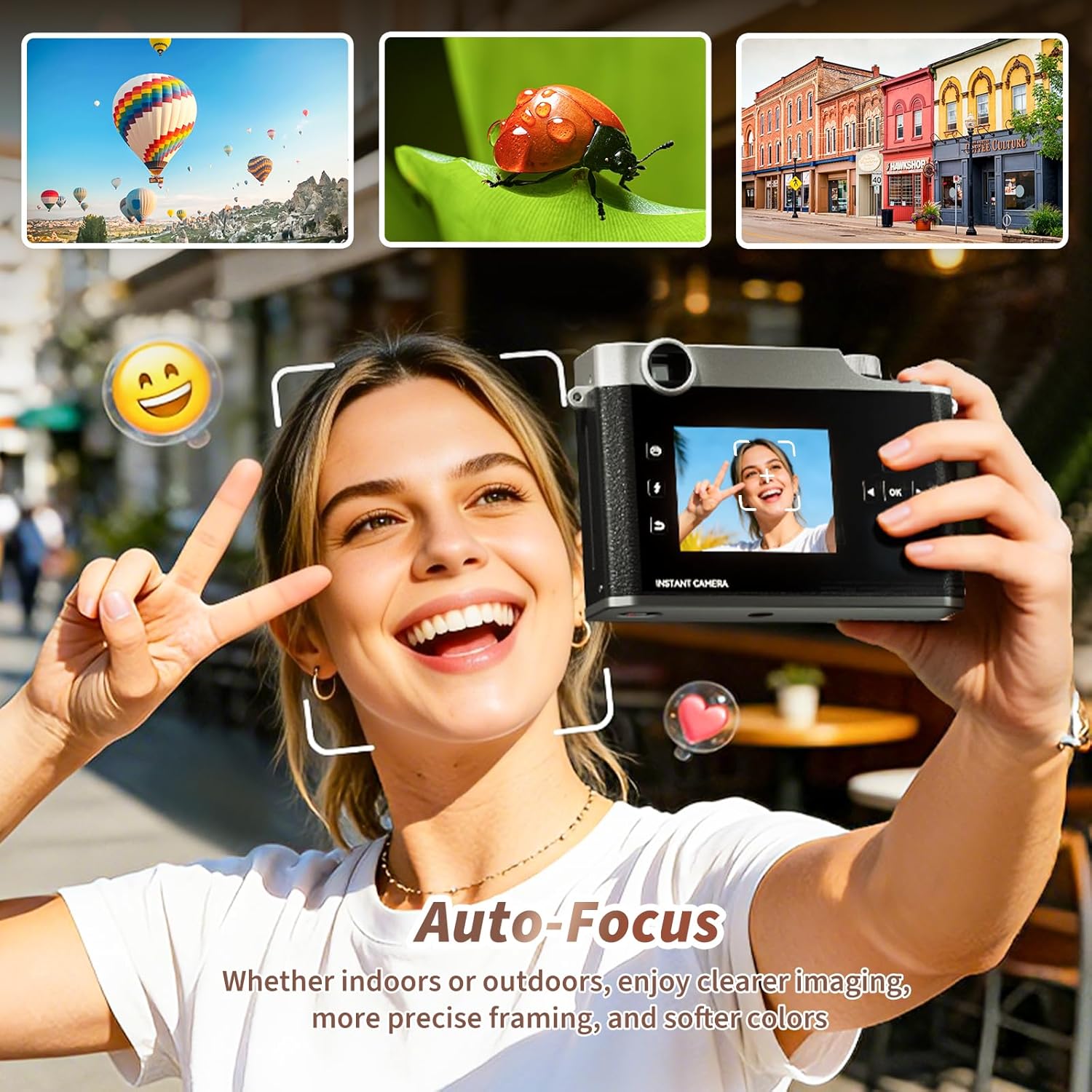 iDPRT Z3 Hanin Instant Film Camera, Full-Color Instant Print Digital Cameras Portable Photo Printer + 10 Instant Film, Gift for Birthday, Christmas, Holiday