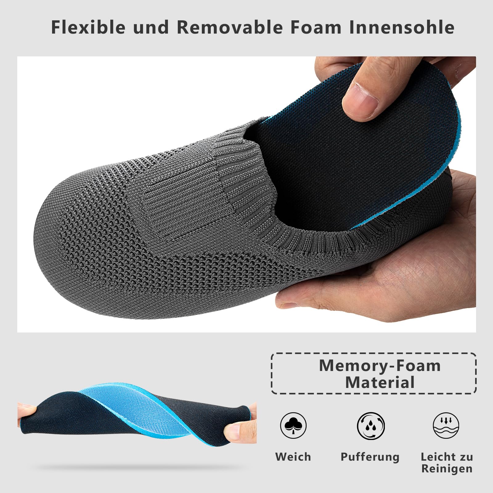 KOWAYI Pantofole da Uomo Antiscivolo Pantofole Traspiranti Comfort Interno Pantofole Suola di Gomma Scarpe da Casa Unisex