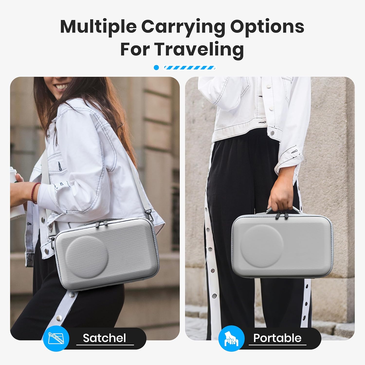 STARTRC PHOTO Osmo 360 Case, Travel Carrying Case with Customized Partitions for DJI Osmo 360 Accessories, Portable PU Leather Bag with Shoulder Strap and Carry Handle - Image 8