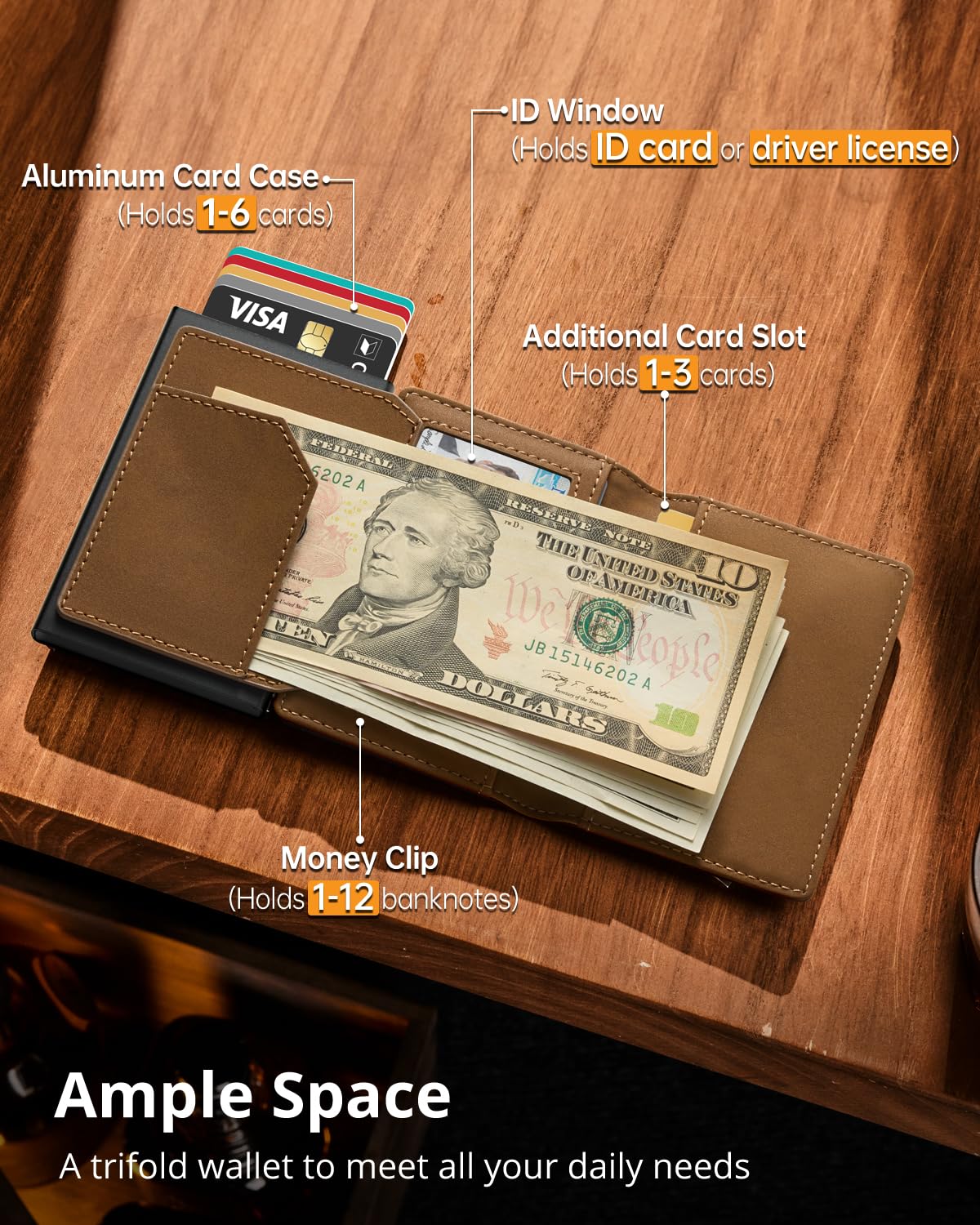 YESIIW Airtag Wallet Portafoglio Uomo per Apple Air Tag, Portafoglio Apple con Blocco RFID Pop-up Portacarte Uomo per 10 Cartes Portafoglio Uomo Slim con Portamonete & Finestra ID (Marrone Scuro