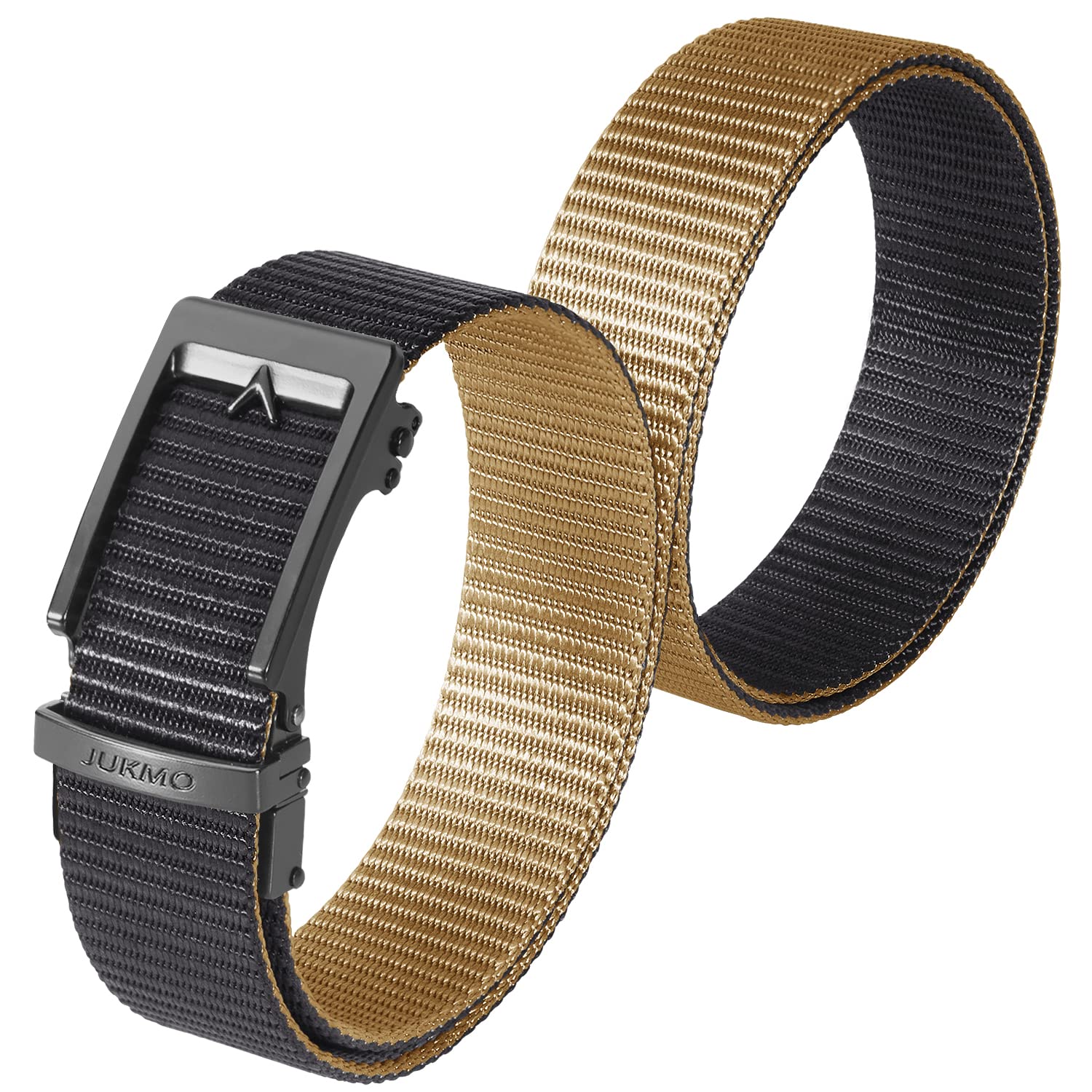 JUKMO Reversible Ratchet Belt, Nylon Web Golf Tactical Belt with Automatic Slide Buckle