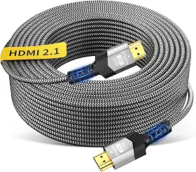 Soonsoonic Cabo de fibra óptica HDMI 2.1 8 K, cabo trançado unidirecional para jogos, 4 K a 120 Hz, 4 K a 120 Hz eARC Dolby Atmos DTS:X HDR10 VRR ALLM, compatível com PS5 Xbox Series X RTX 5090