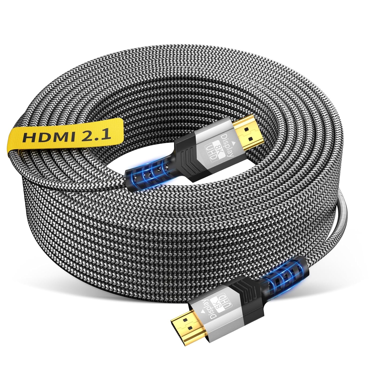Soonsoonic 8K Fiber Optic HDMI 2.1 40Ft,Full 48Gbps 8K@60Hz(4:4:4) Unidirectional Braided Gaming Cord,4K@120Hz eARC Dolby Atmos DTS:X HDR10 VRR ALLM,Compatible with PS5 Xbox Series X RTX 5090