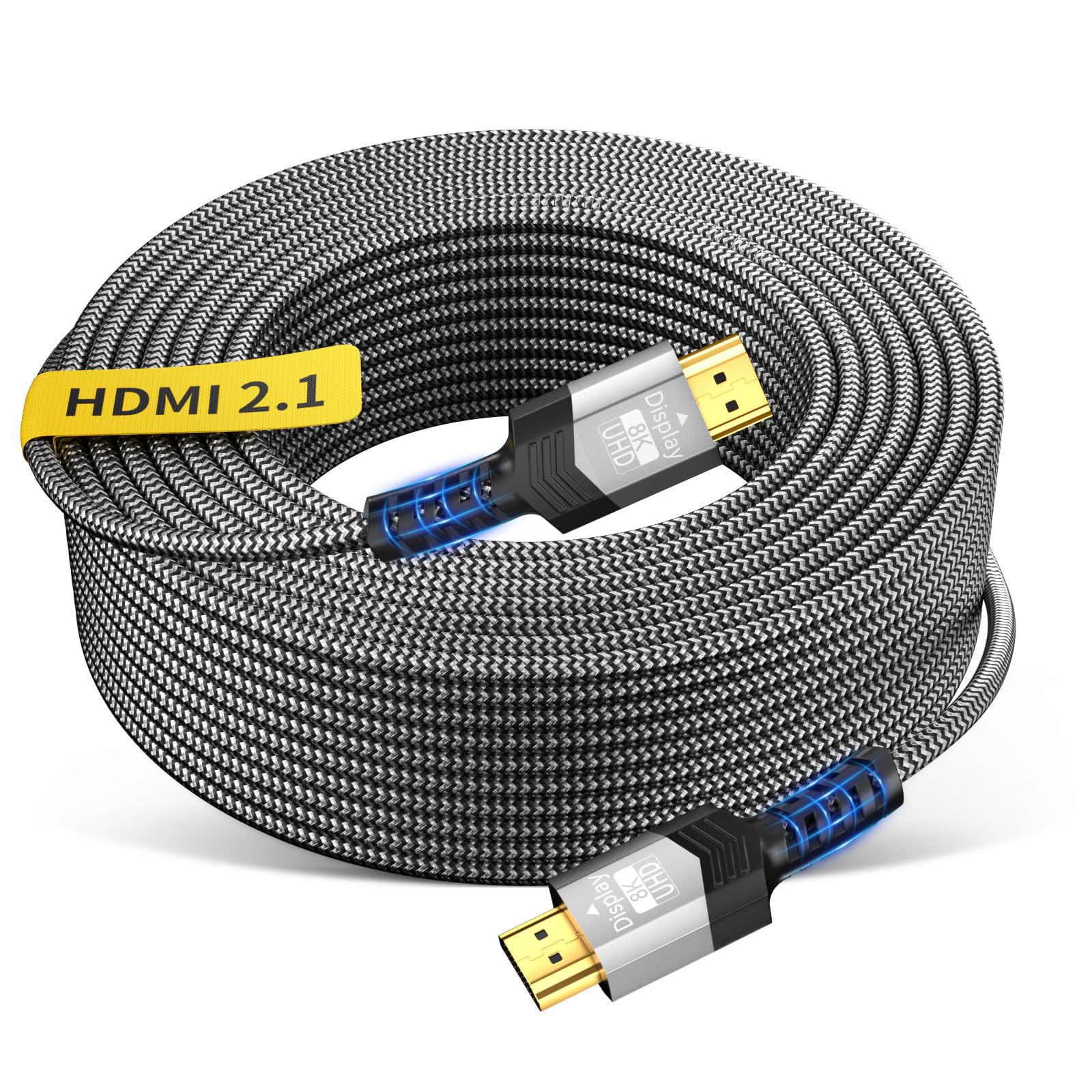 Soonsoonic 8K Glasfaser HDMI 2.1 2,5 m, volle 48 Gbit/s 8K @ 60Hz (4:4:4), unidirektionales geflochtenes Gaming-Kabel, 4K @ 120Hz eARC Dolby Atmos DTS: X HDR10 VRR ALLM, kompatibel mit PS5 Xbox Series