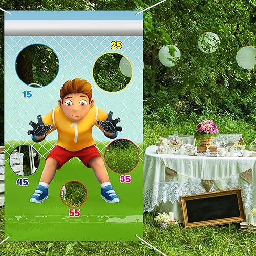 Miniatura 6 de Pancarta de juego de portero de fútbol, decoración temática de fútbol para interiores y exteriores, niños, niñas, fanáticos del fútbol, suministros