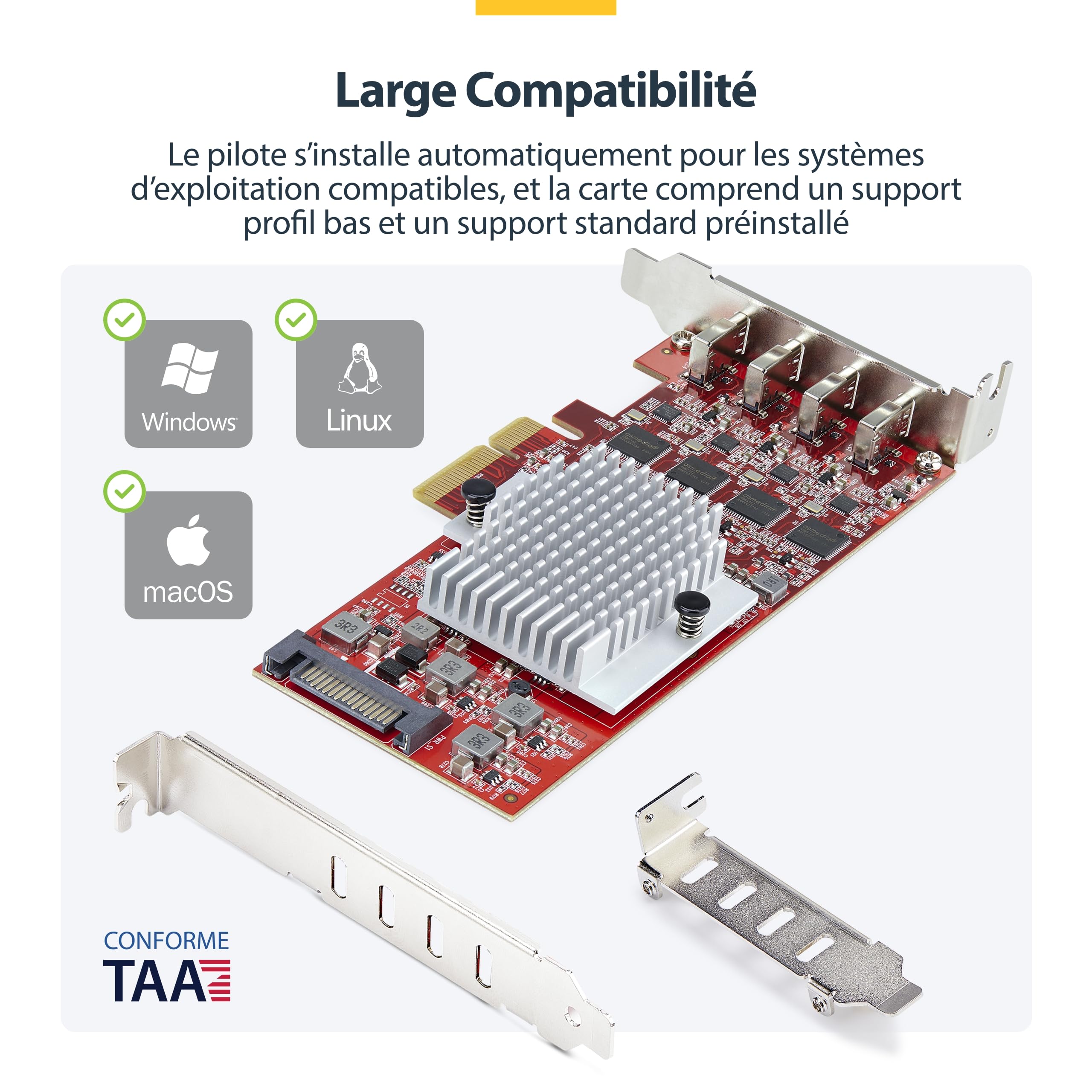 StarTech Carte PCIe 4 Ports USB-C 10Gbps, USB 3.2 (P10Q4C-USB-CARD-LP)
