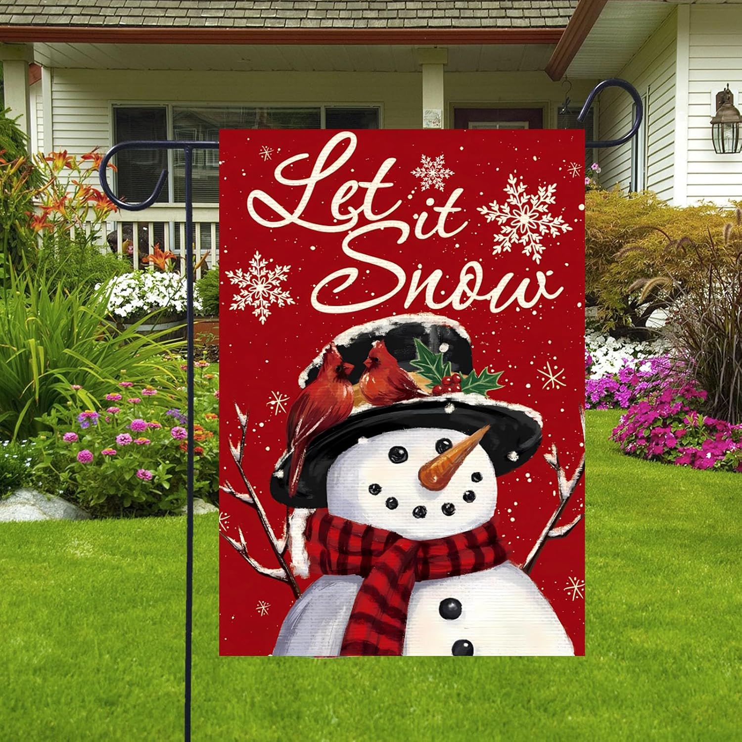 Let It Snow Snowman Christmas Garden Yard Flags 12x18 Double Sided- Small Snowflake Snowman Flag for Winter Holiday Vacation Xmas Yard Outside - Image 6