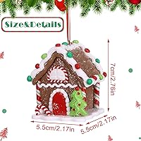 Vista 2 de Funtery 6 piezas Adornos de casa de pan de jengibre para árbol de Navidad, decoración navideña de pan de jengibre con cuerda, adornos navideños