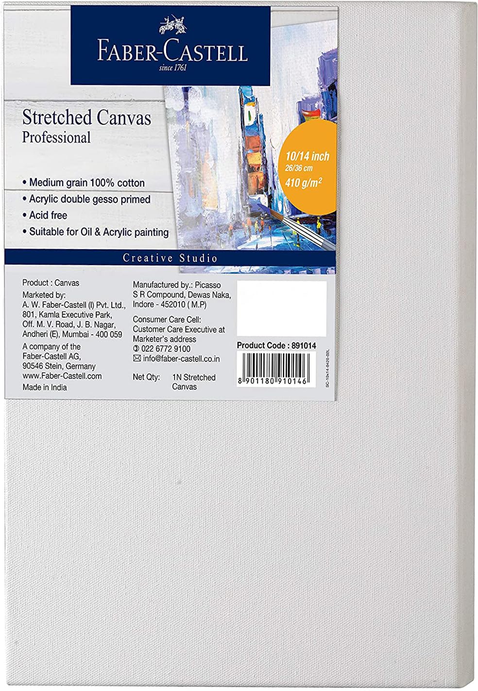 Faber-Castell 891014 Art Stretched Canvas Board