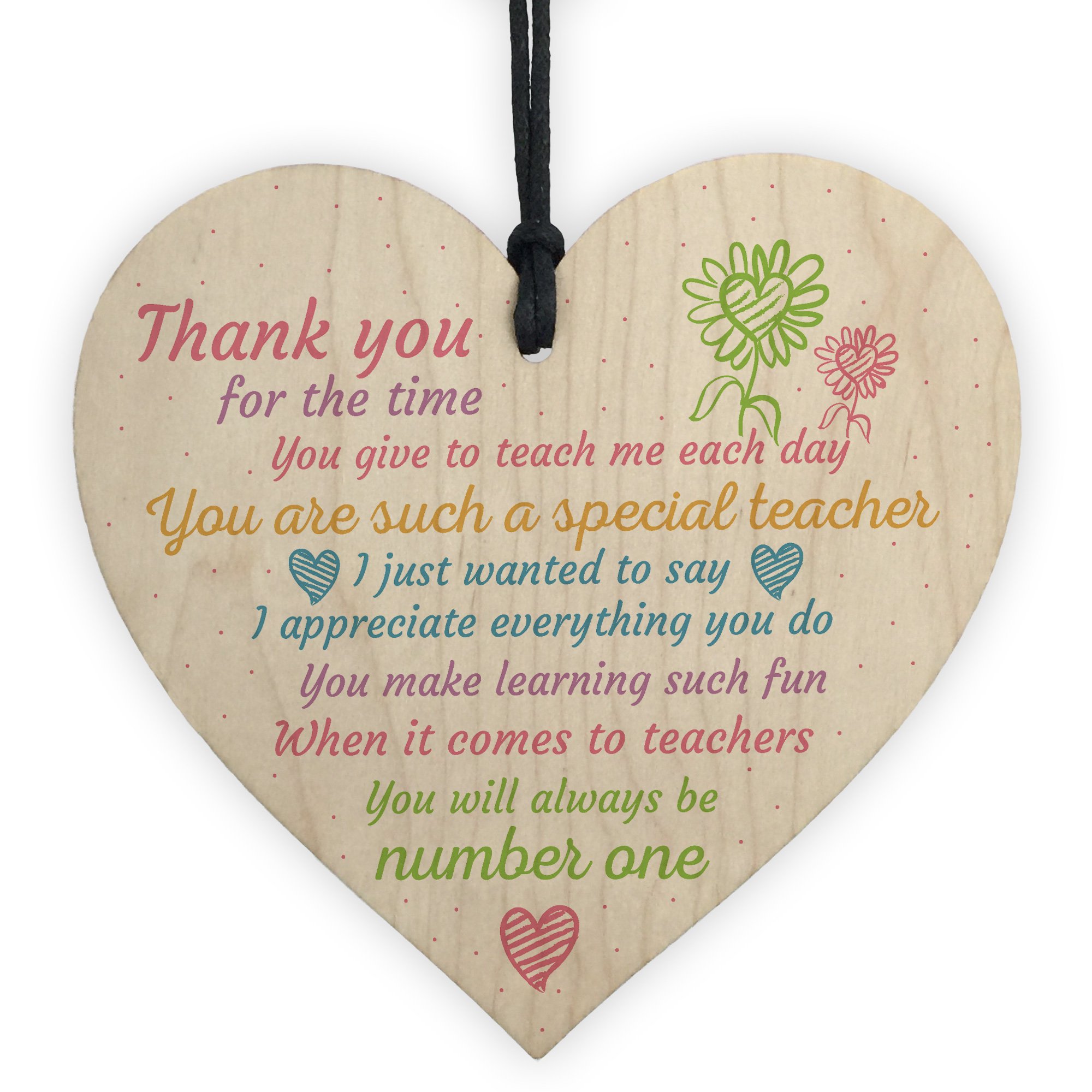 Red Ocean Thank You Teacher Gift Wooden Heart Preeschool End Of Term Leaving Present Gift For Her Him from B&Q