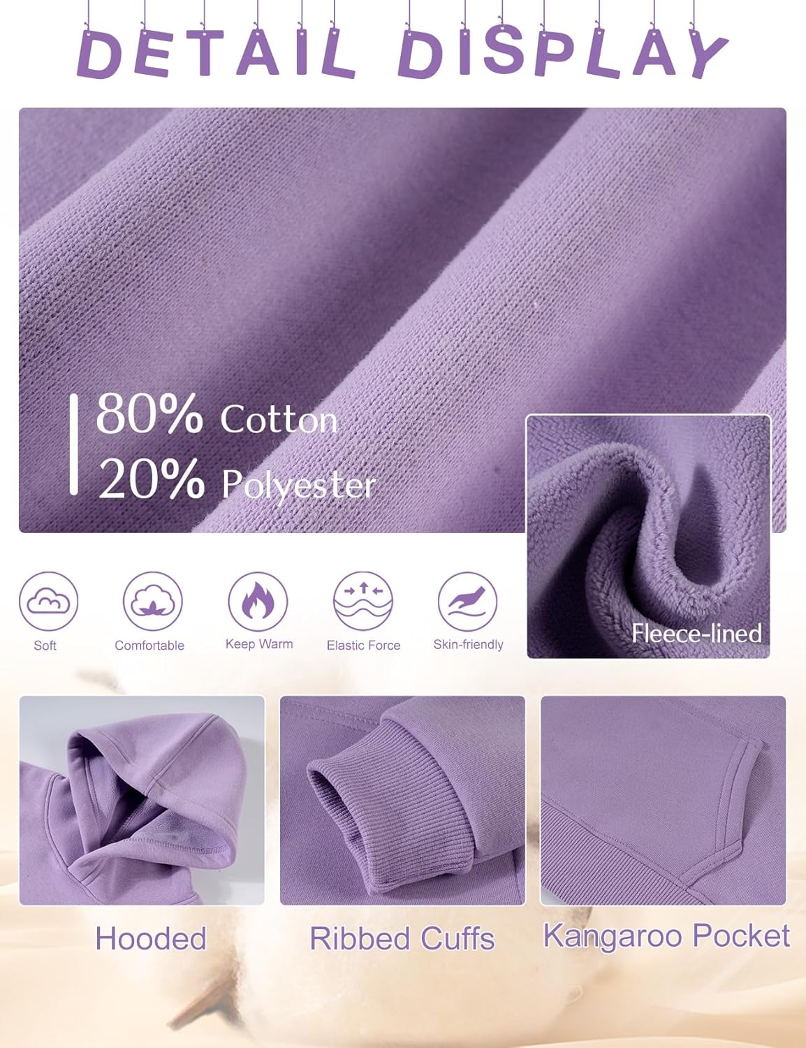 Girls Hoodies Fleece Lined Pullover Hooded Sweatshirts Kids Warm Casual Outfits Fall Winter Clothes - Image 6