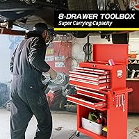 Vista 6 de On Shine 8 Drawer Rolling Tool Chest, Large Capacity Rolling Tool Box with Wheels, Locking Mechanical Tool Chest, Portable Tool Box with Sliding