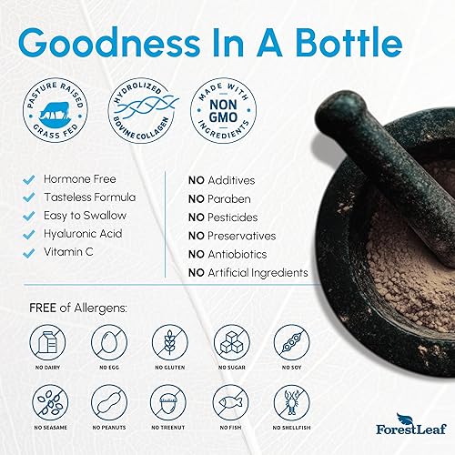 Miniatura 6 de ForestLeaf - Suplemento de colágeno avanzado tipo 1 2 y 3 con ácido hialurónico y vitamina C fórmula antienvejecimiento mejora el cabello las uñas y